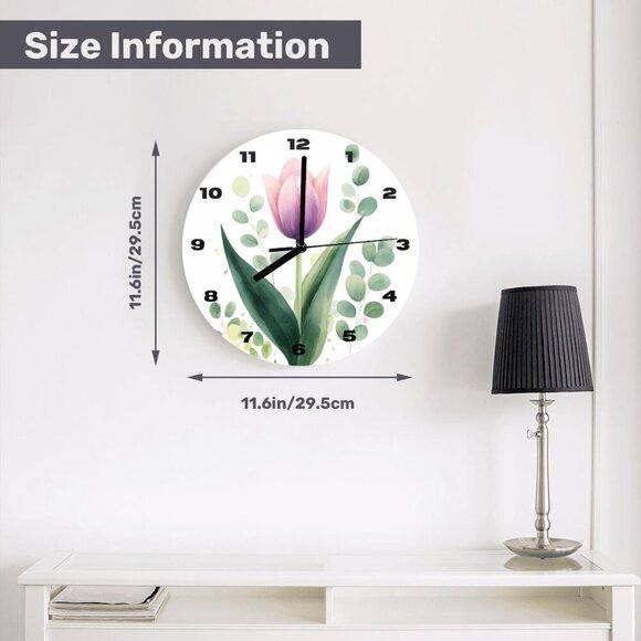Elegant Tulip-Inspired Floral Wall Clock: Modern Timepiece for Home Decor - Picture 3 of 7